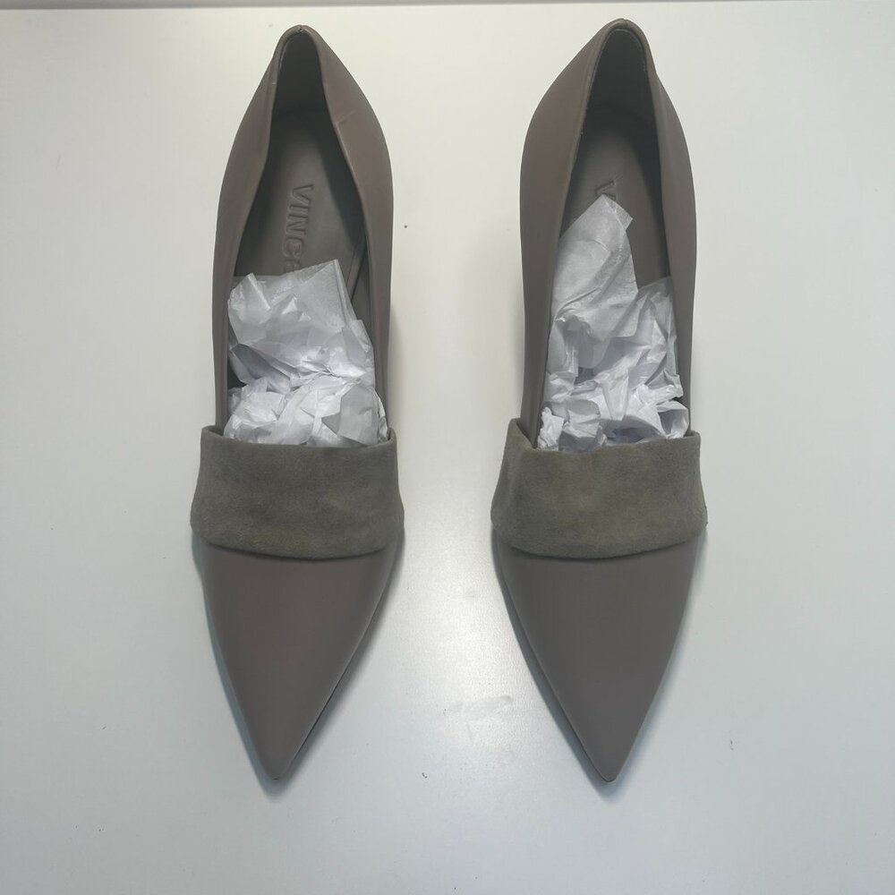 Vince Leather and Suede Grey High Heels 3.5in tall size 8 / EUR 39